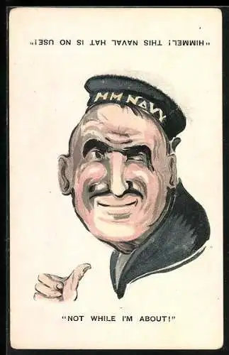 AK Lachender Engländer und wütender Kaiser Wilhelm II. in einem Kopf, Optische Täuschung