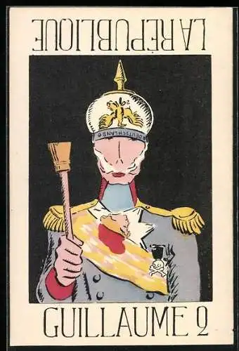 AK Kaiser Wilhelm II. und Marianne in einer Figur, Optische Täuschung