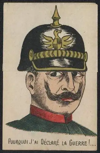 Mechanische-AK Kaiser Wilhelm II. hat unter der Pickelhaube Spinnen im Gehirn