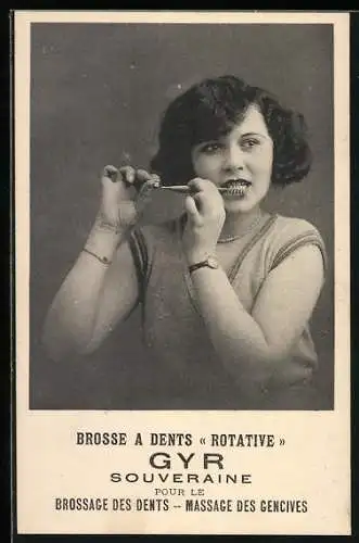 AK Bross a Dents Rotative, Gyr Souveraine, Frau mit rotierender Zahnbürste