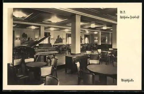 AK K. d. F.-Schiff Wilhelm Gustloff, Musikhalle, Innenansicht