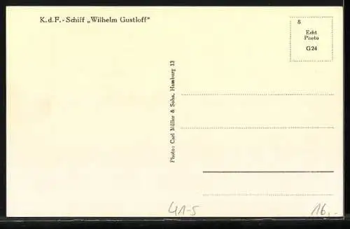 AK K. d. F.-Schiff Wilhelm Gustloff, Musikhalle, Innenansicht