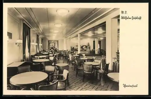 AK M. S. Wilhelm Gunstloff, Innenansicht vom Speiseraum