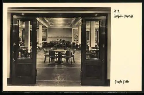 AK K. d. F.-Schiff M. S. Wilhelm Gustloff, Grosse Halle, Innenansicht