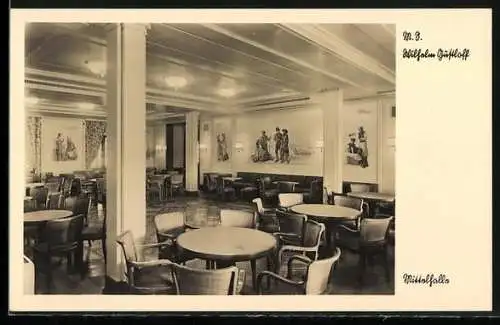 AK K. d. F.-Schiff Wilhelm Gustloff, Mittelhalle, Innenansicht