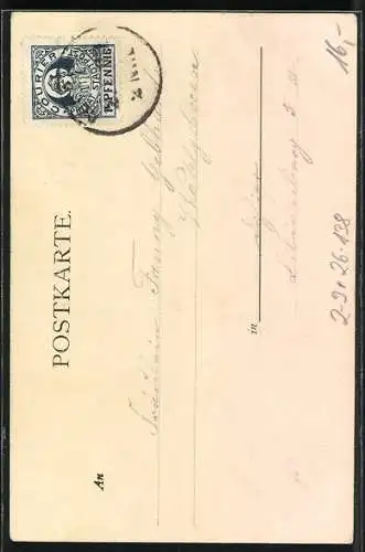 Künstler-AK Franz Doubek: Münchner Kindl als Künstler, Briefmarke der privaten Stadtpost