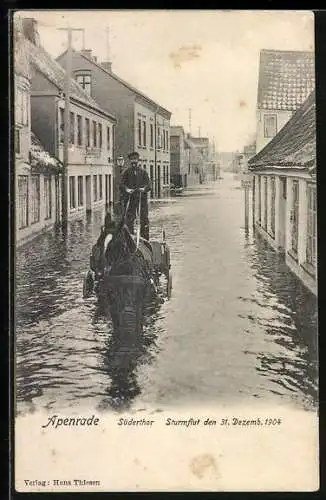 AK Apenrade, Sturmflut am 31. Dezember 1904, Süderthor