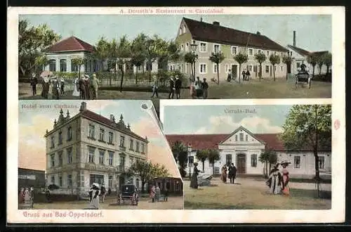 AK Bad Oppelsdorf, Restaurant A. Donath, Carolabad, Hotel zum Curhaus