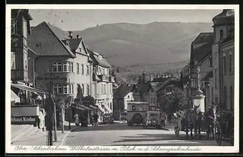 AK Ober-Schreiberhau, Wilhelmstrasse mit Blick n. d. Schneegrubenbaude