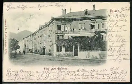 Relief-AK Brixen, Hotel zum Elefanten