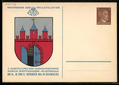 AK Bromberg / Bydgoszcz, Reichsbund der Philatelisten, 2. Ausstellung des Landesverbandes 1941