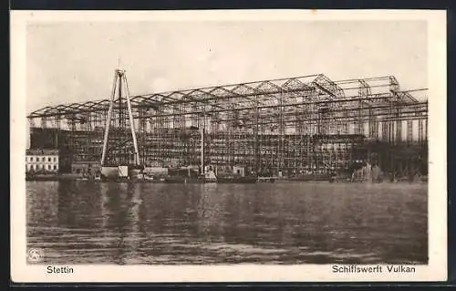 AK Stettin, Schiffswerft Vulkan, Hafenmotiv