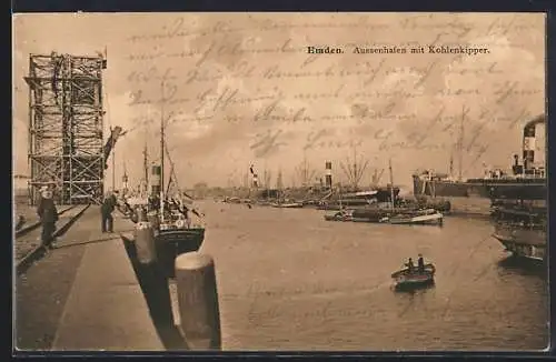 AK Emden, Aussenhafen mit Kohlenkipper