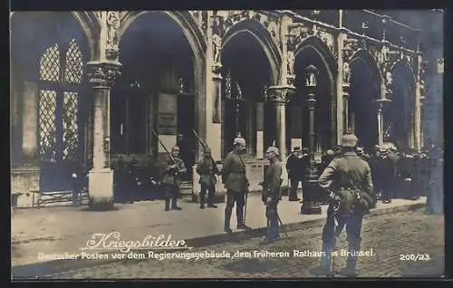 AK Deutscher Posten vor dem Regierungsgebäude, dem früheren Rathaus in Brüssel