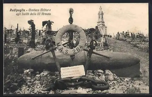 AK Redupuglia, Cimitiero Militare agli Invitti della III Armata, Rettungsring des italien. Torpedo-Schnellbootes MAS-264