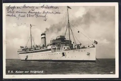 AK Passagierschiff Turbinen-Schnelldampfer Kaiser vor der Küste Helgolands