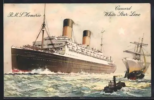 Künstler-AK Passagierschiff RMS Homeric, White Star Line