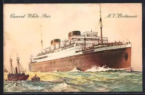 AK M.V. Britannic in voller Fahrt