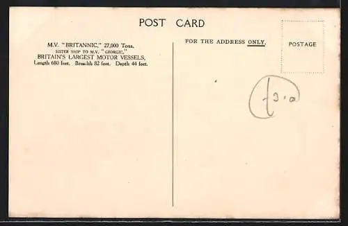 AK M.V. Britannic in voller Fahrt