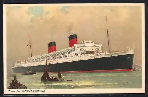AK Passagierschiff Mauretania auf See