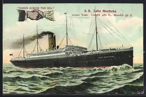 AK Passagierschiff SS Lake Manitoba auf hoher See