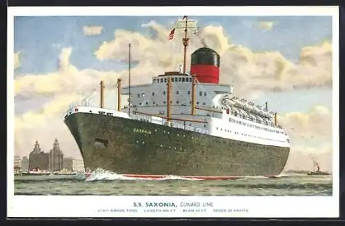 AK Passagierschiff S.S. Saxonia der Cunard Line in Fahrt