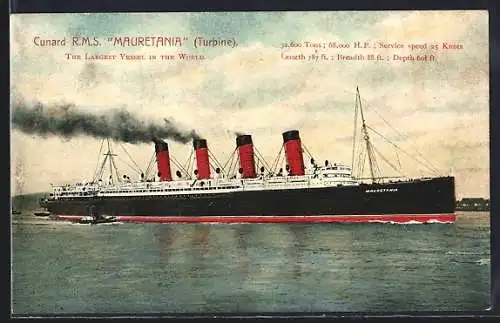 AK Passagierschiff RMS Mauretania der Cunard Line