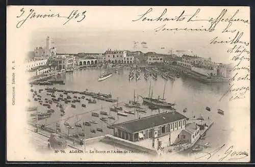 AK Alger, La Sante et l`Anse de l`Amirauté, port avec torpilleurs francaises