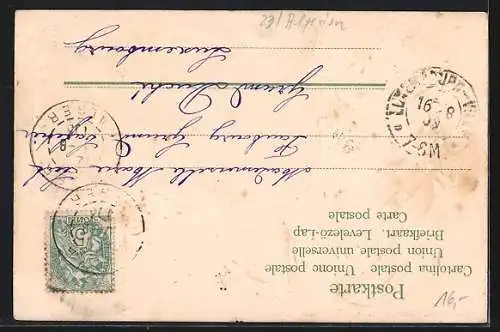 Präge-AK Alger, Amirauté, Passepartout mit Flagge und geprägtem Goldrahmen