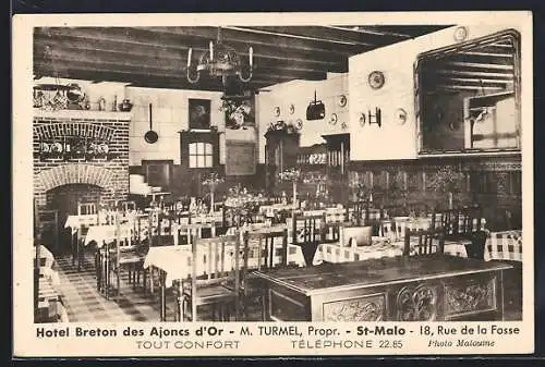 AK St-Malo, intérieur de l`Hôtel Breton des Ajoncs d`Or, salle à manger élégante
