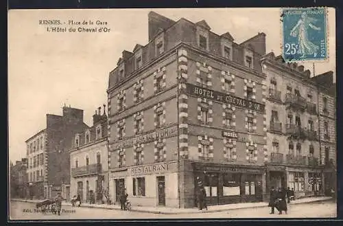 AK Rennes, Place de la Gare, L`Hôtel du Cheval d`Or
