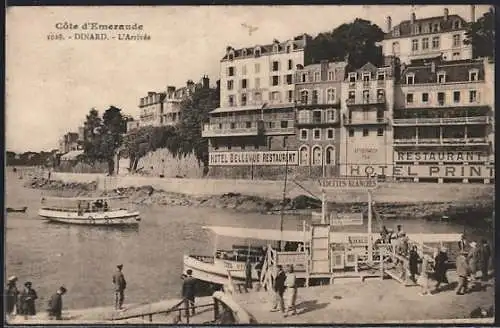 AK Dinard, L`Arrivée avec hôtels et bateau sur la Côte d`Émeraude