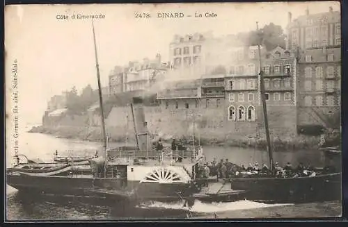 AK Dinard, La Cale avec un vapeur sur la Côte d`Émeraude