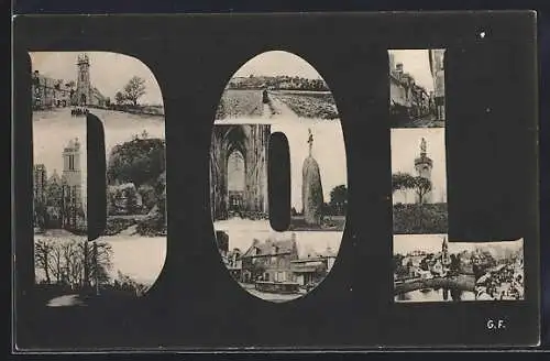 AK Dol, Collages de scènes locales dans les lettres du nom de la ville