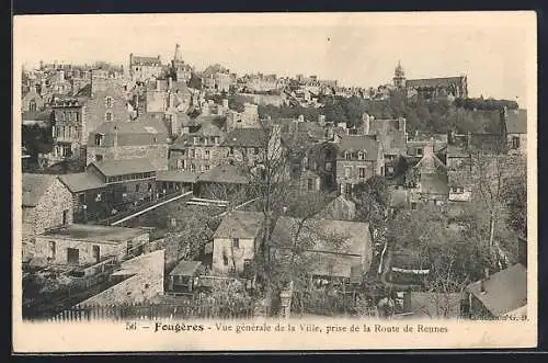 AK Fougères, Vue générale de la Ville, prise de la Route de Rennes