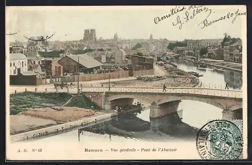 AK Rennes, Vue générale, Pont de l`Abattoir