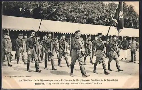 AK Rennes, 40e Fête Fédérale de Gymnastique sous la Présidence de M. Poincaré, 31 Mai, 1er Juin 1914