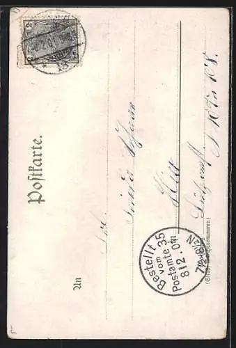 Lithographie Koblenz, Uferpartie