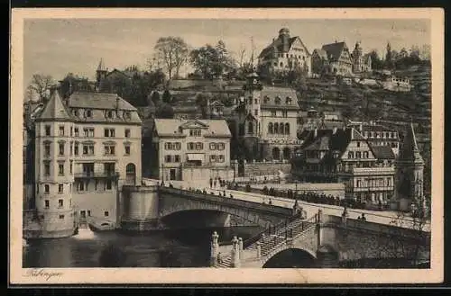 AK Tübingen a. N., Neckarbrücke mit Uhlandhaus