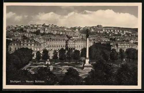 AK Stuttgart, Neues Schloss mit Parkanlagen