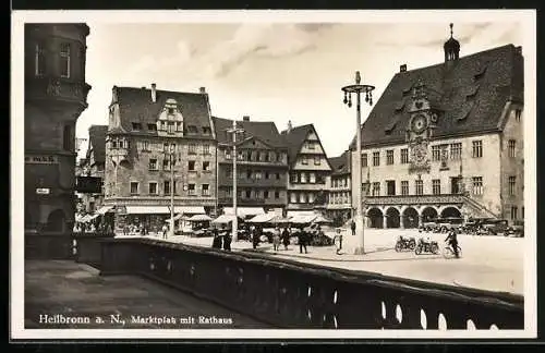 AK Heilbronn a. N., Marktplatz mit Rathaus