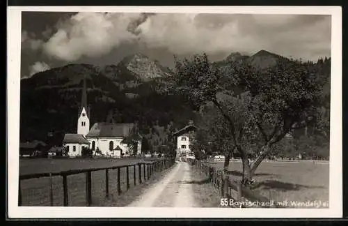 AK Bayrischzell, Ortspartie mit Wendelstein