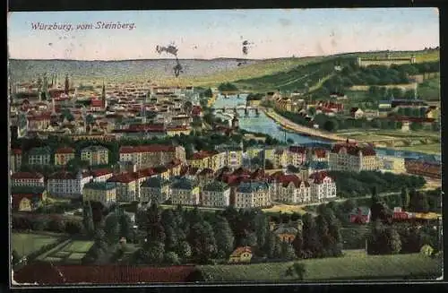 AK Würzburg, Blick vom Steinberg auf die Stadt