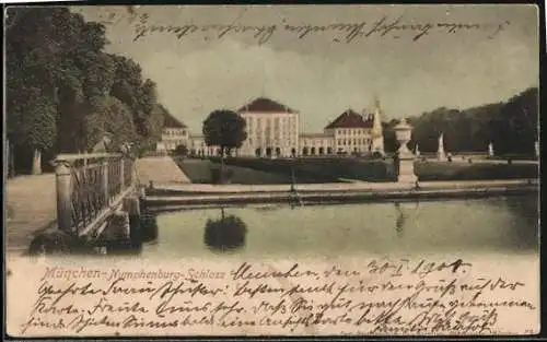 AK München, Nymphenburg-Schloss mit Parkanlagen
