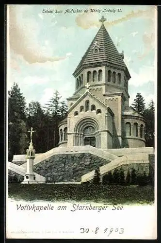 AK Berg / Starnberger See, Votiv-Kapelle zum Andenken an König Ludwig II.