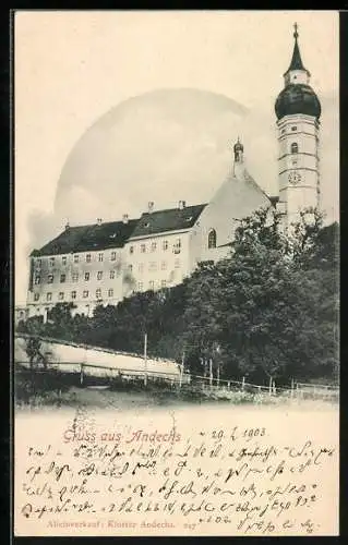 AK Andechs, Ansicht vom Kloster