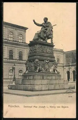 AK München, Denkmal von Max Joseph I., König von Bayern vor dem Hoftheater