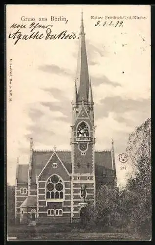 AK Berlin-Tiergarten, Ansicht der Kaiser Friedrich-Gedächtniskirche