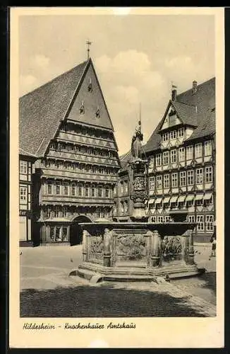 AK Hildesheim, Knochenhauer Amtshaus mit Springbrunnen