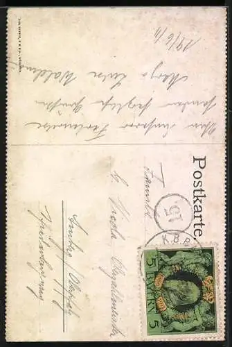 AK München, Alter Hof mit Springbrunnen